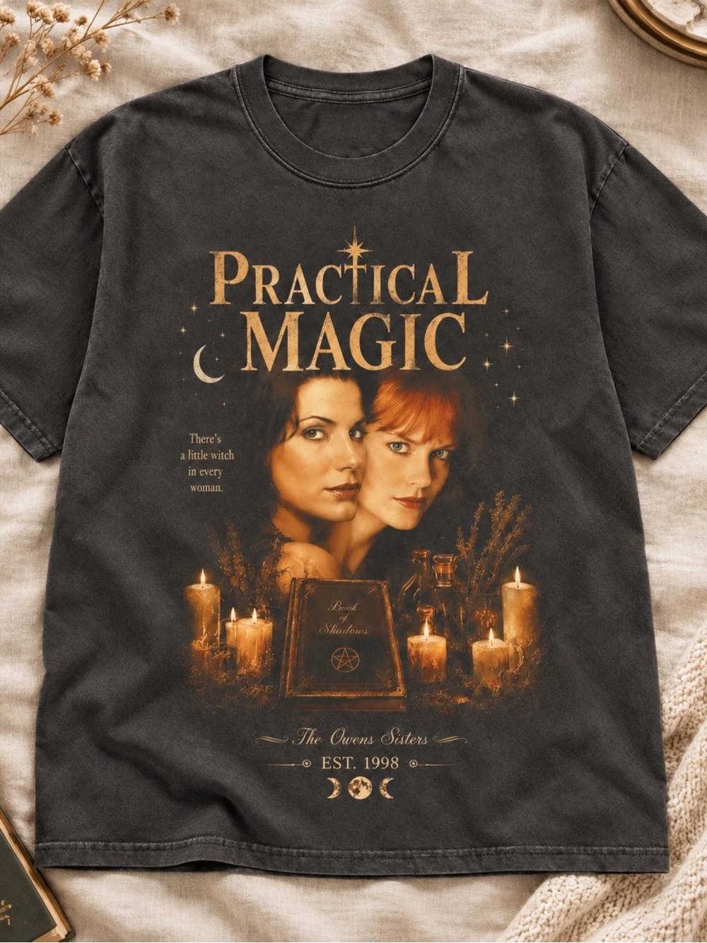 Practical Magic Owens Sisters Graphic T-Shirt Charcoal Unisex